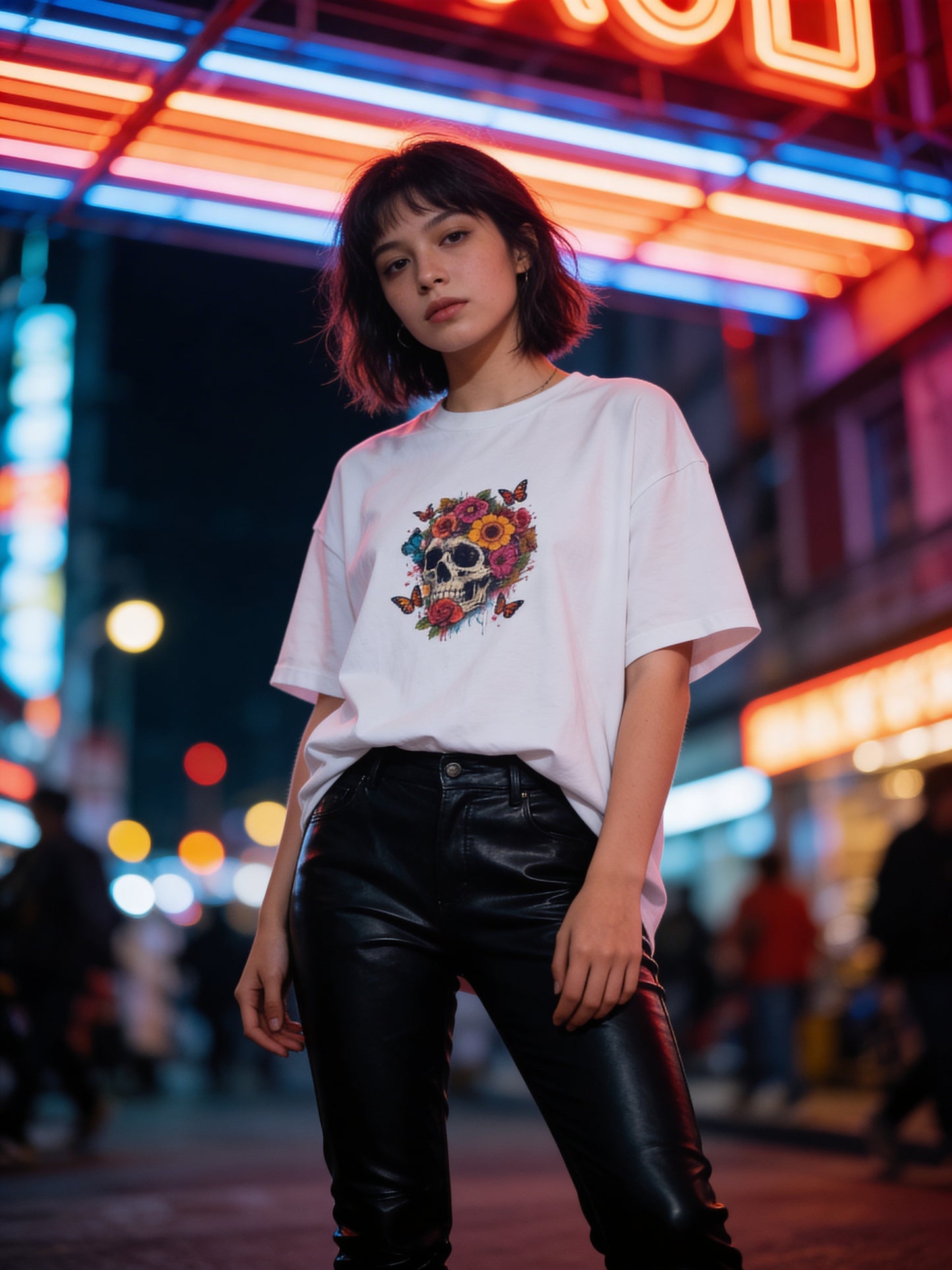 Skulls & Roses Oversized Tee – Statement Edition