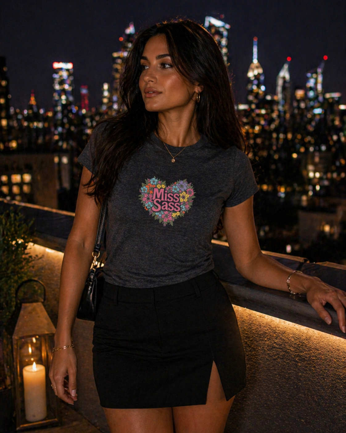 Miss Sass Fitted Tee – Heart Bloom Edition