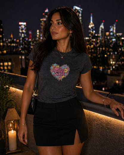 Miss Sass Fitted Tee – Heart Bloom Edition