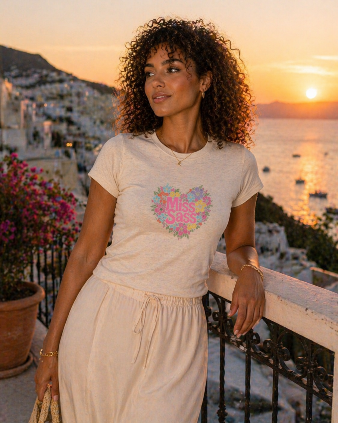 Miss Sass Fitted Tee – Soft Bloom Edition